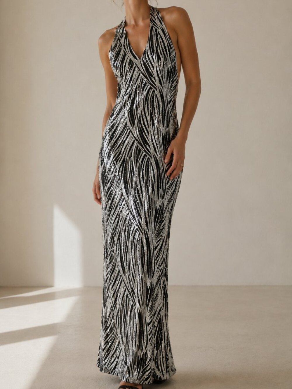 Vintage Jessica McClintock Millennium 2000 Halter Maxi Dress Size 6